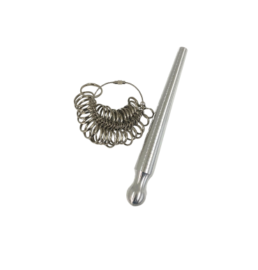 Kit Com Medidor De Anel + Aneleira De Metal Padrão Brasil - Prateado - 1-35